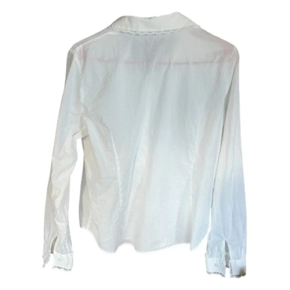 Vintage 80s Westbound White Ruffle Front Blouse